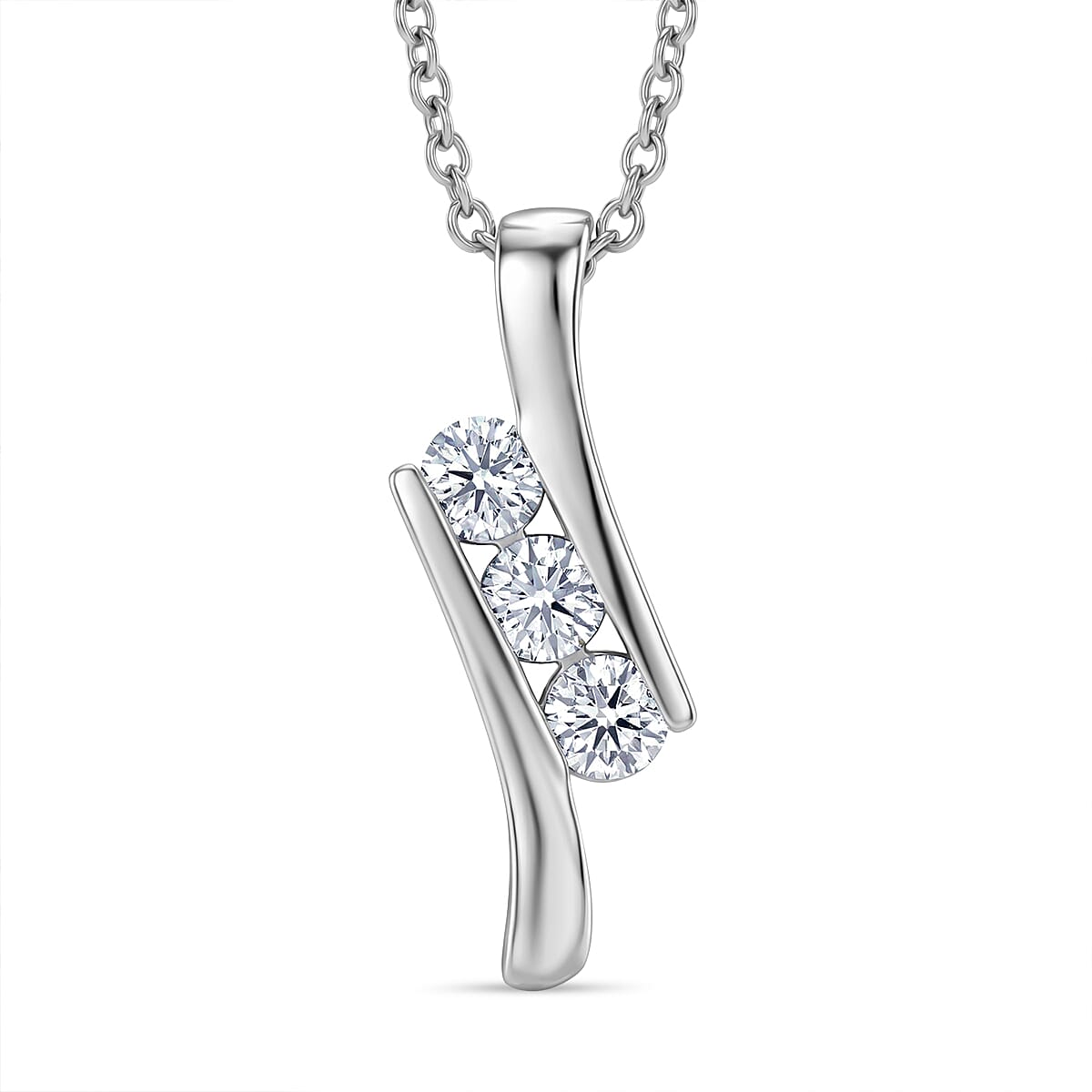 Moissanite S-Curve Trilogy Pendant with Chain (Size 20) 4449271 0