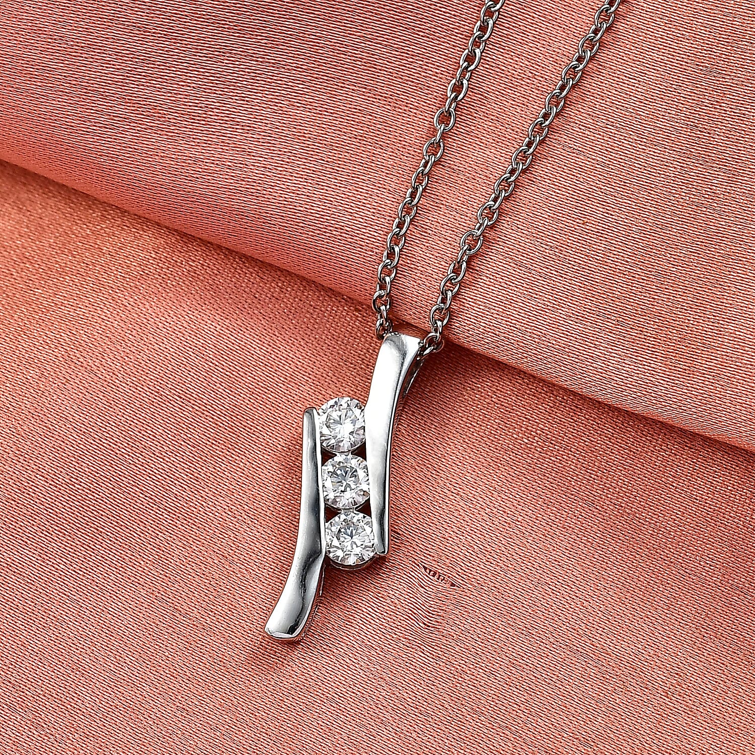 Moissanite S-Curve Trilogy Pendant with Chain (Size 20) 4449271 2