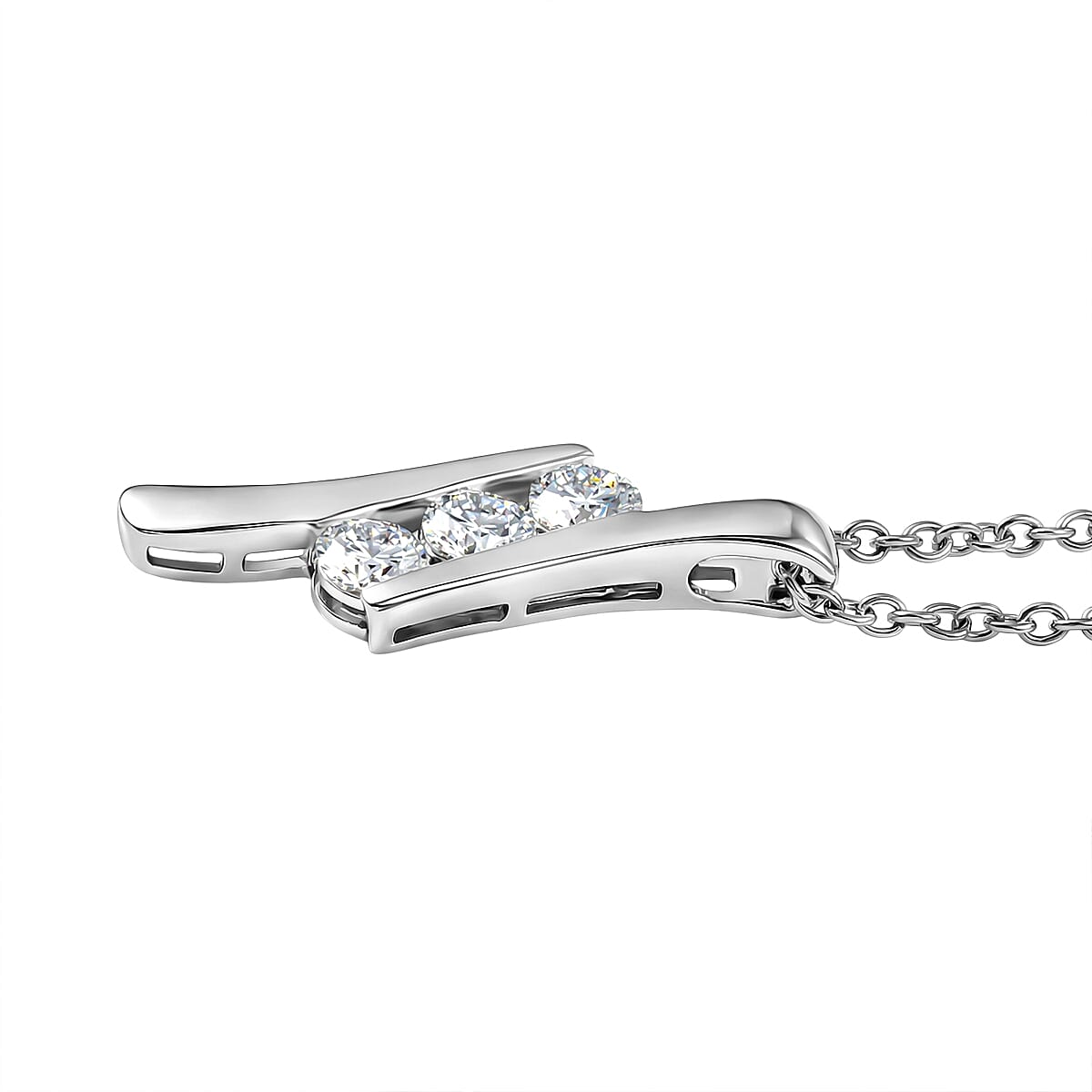 Moissanite S-Curve Trilogy Pendant with Chain (Size 20) 4449271 4