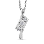 Moissanite S-Curve Pendant in Platinum Overlay Sterling Silver with Chain (Size 20)