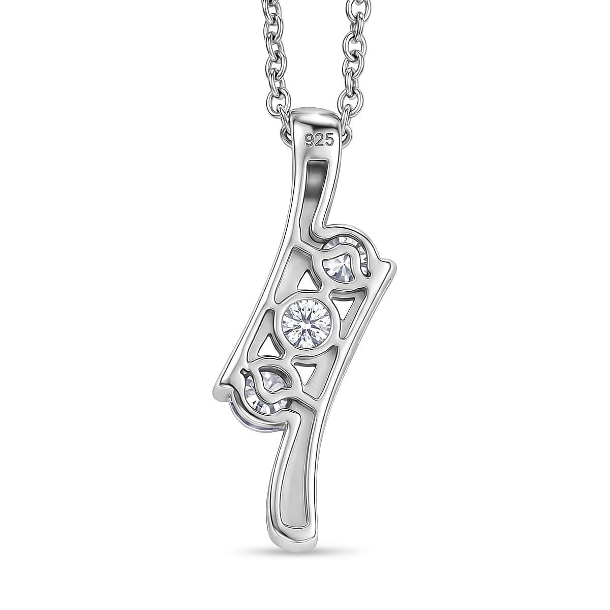 Moissanite S-Curve Trilogy Pendant with Chain (Size 20) 4449271 5