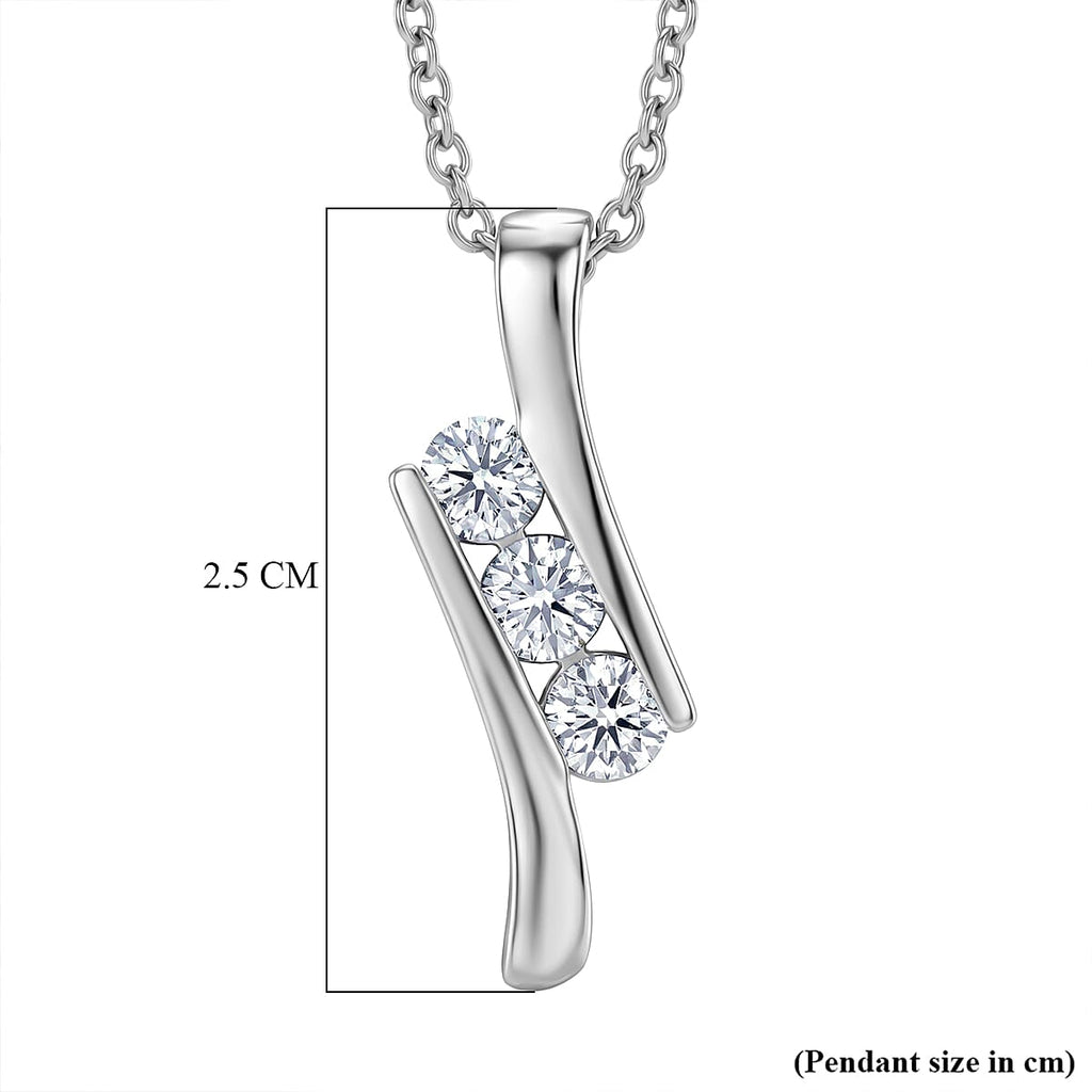 Moissanite S-Curve Pendant in Platinum Overlay Sterling Silver with Chain (Size 20)