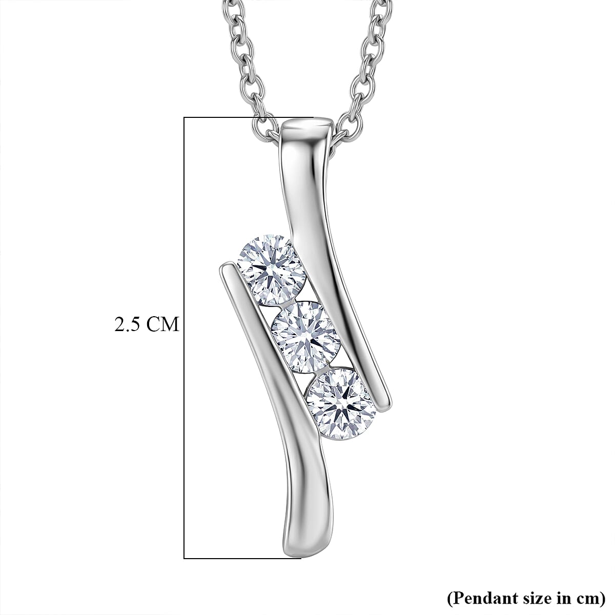 Moissanite S-Curve Trilogy Pendant with Chain (Size 20) 4449271 6