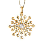 Moissanite Floral Pendant with Chain (Size 20) in 18K Vermeil Yellow Gold Plated Sterling Silver 1.99 Ct, Silver Wt. 5.52 Gms.