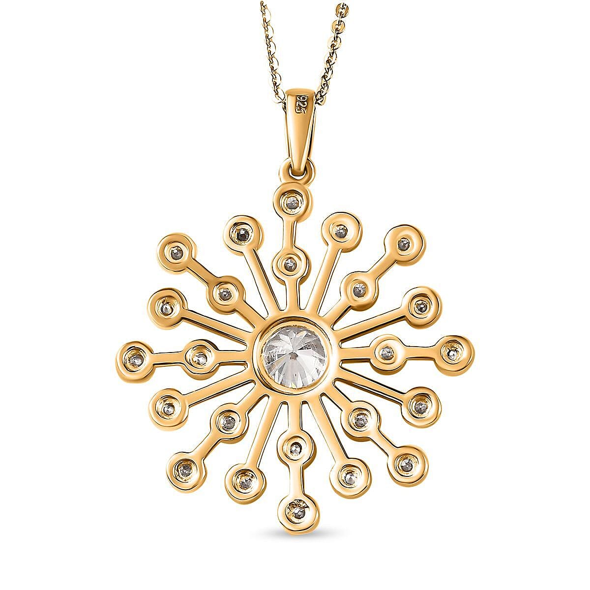 1.40 Ct Moissanite Pendant with Chain Size 20 Inch in 18K Vermeil Yellow Gold Plated Sterling Silver 4202837 5