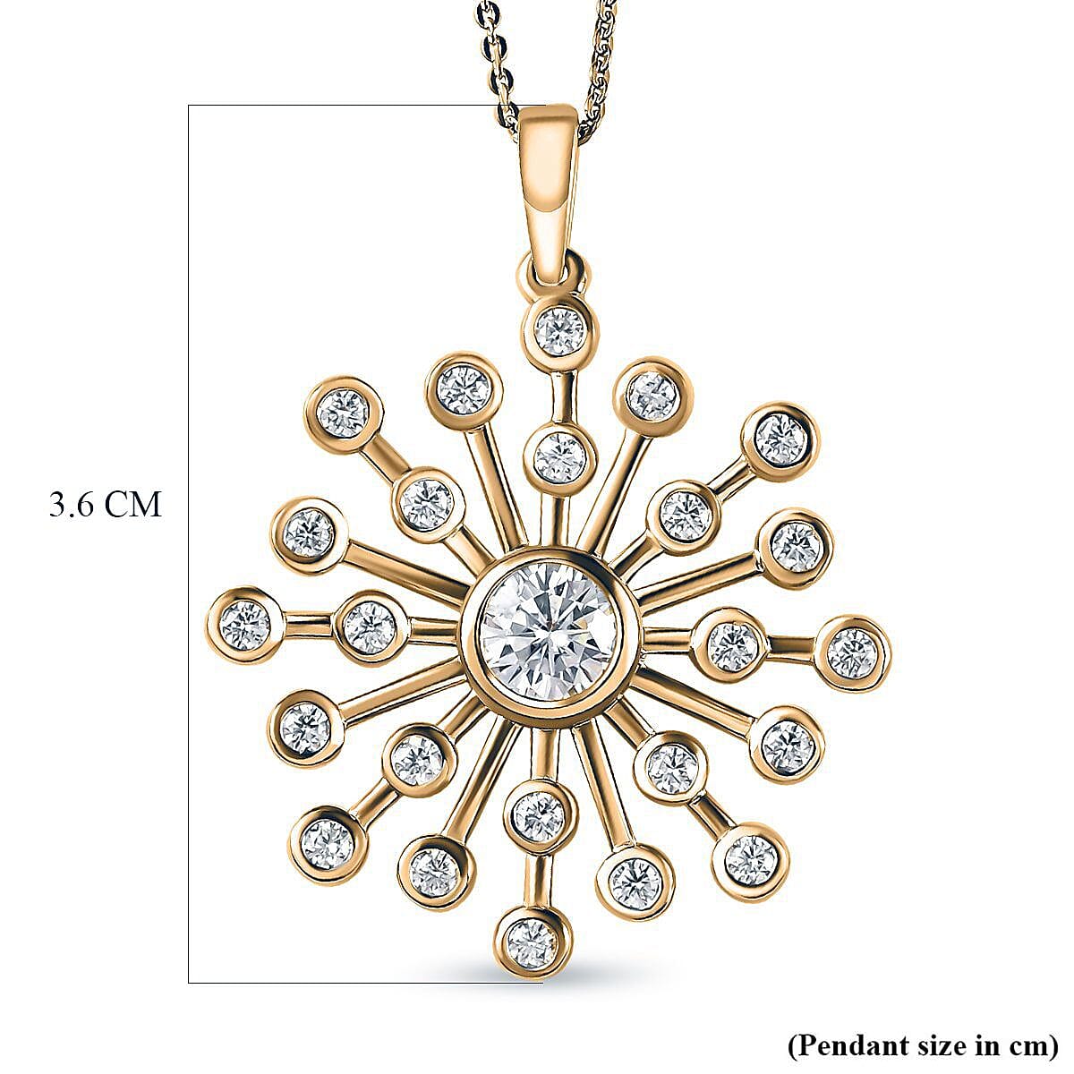 1.40 Ct Moissanite Pendant with Chain Size 20 Inch in 18K Vermeil Yellow Gold Plated Sterling Silver 4202837 7