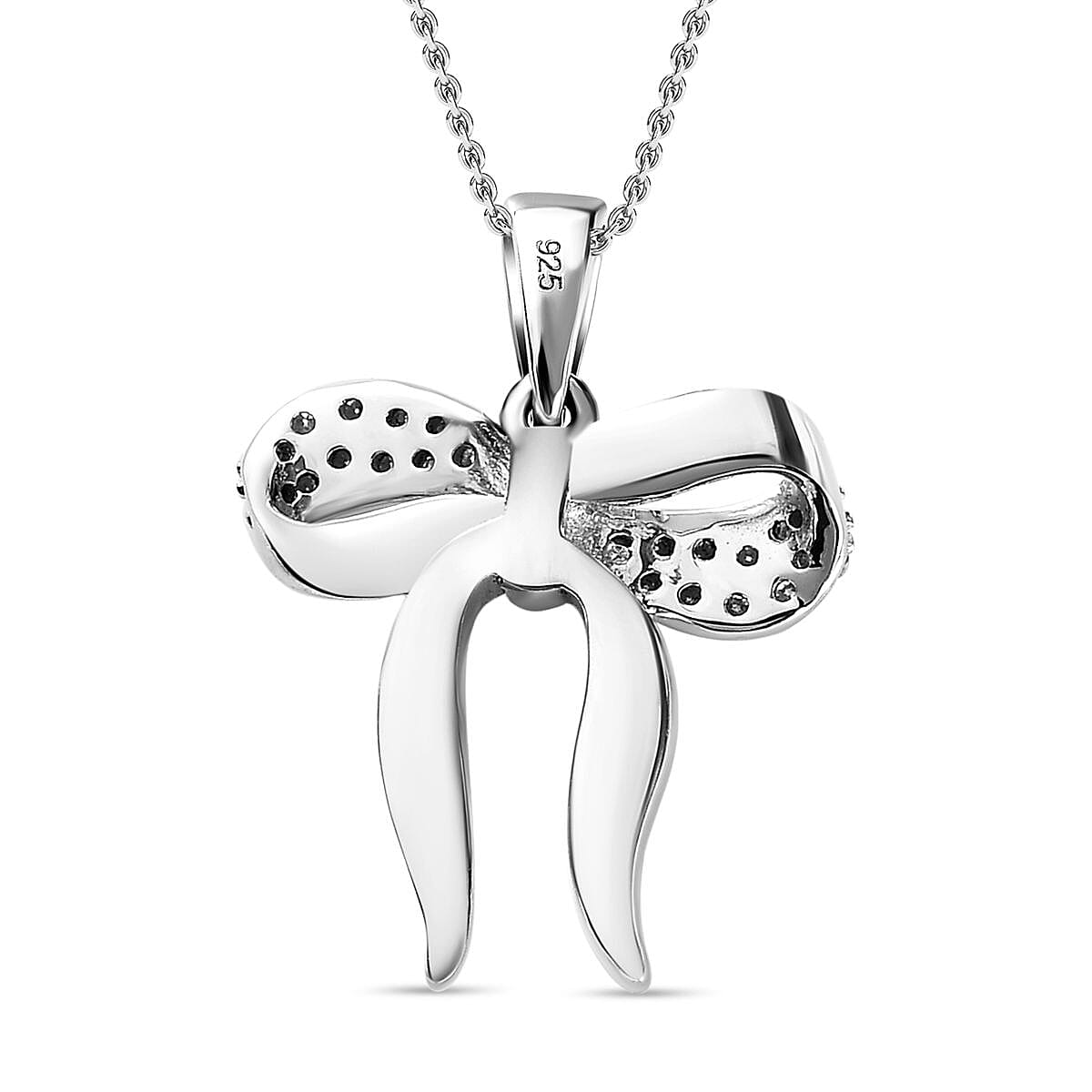 Moissanite Bow Tie Ribbon Pendant in Platinum Overlay Sterling Silver 4234485 4