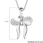 Moissanite Bow Tie Ribbon Pendant in Platinum Overlay Sterling Silver