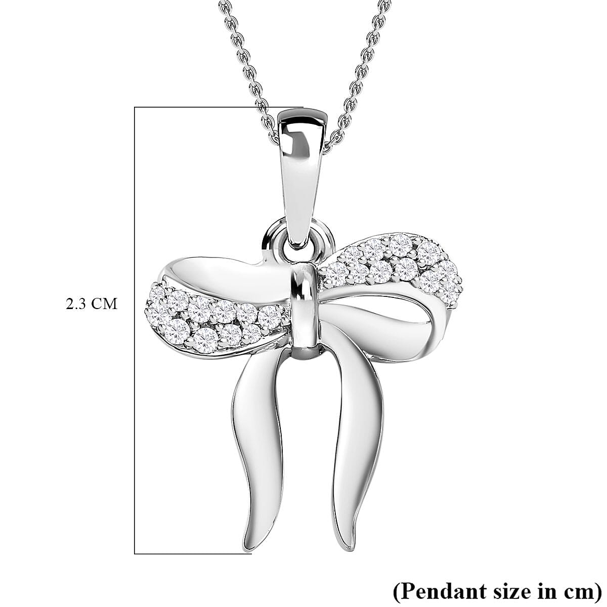 Moissanite Bow Tie Ribbon Pendant in Platinum Overlay Sterling Silver 4234485 6