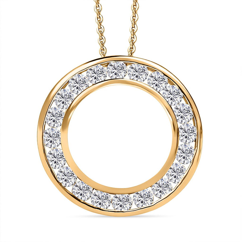Moissanite Pendant with Chain (Size 20) in 18K YG Plating Sterling Silver 1.2  Ct.