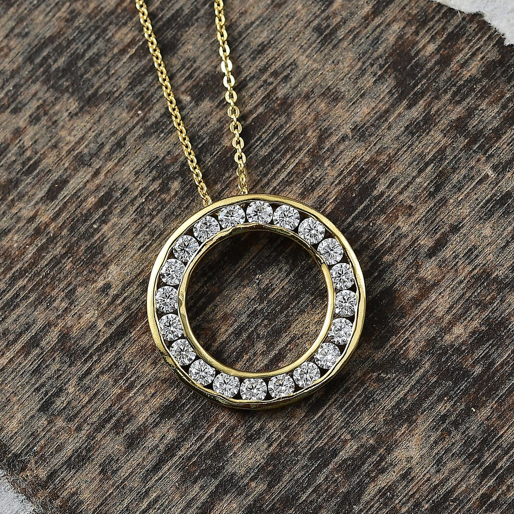 Moissanite Pendant with Chain (Size 20) in 18K YG Plating Sterling Silver 1.2  Ct.