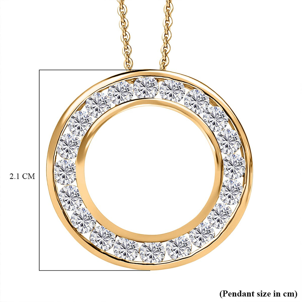 Moissanite Pendant with Chain (Size 20) in 18K YG Plating Sterling Silver 1.2  Ct.