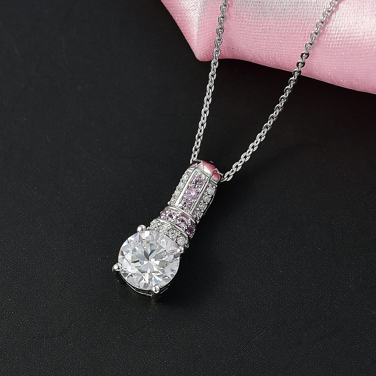 D'joy 1.7 Ct. Moissanite Solitaire set(cp) in Rhodium Sterling Silver 4422712 2