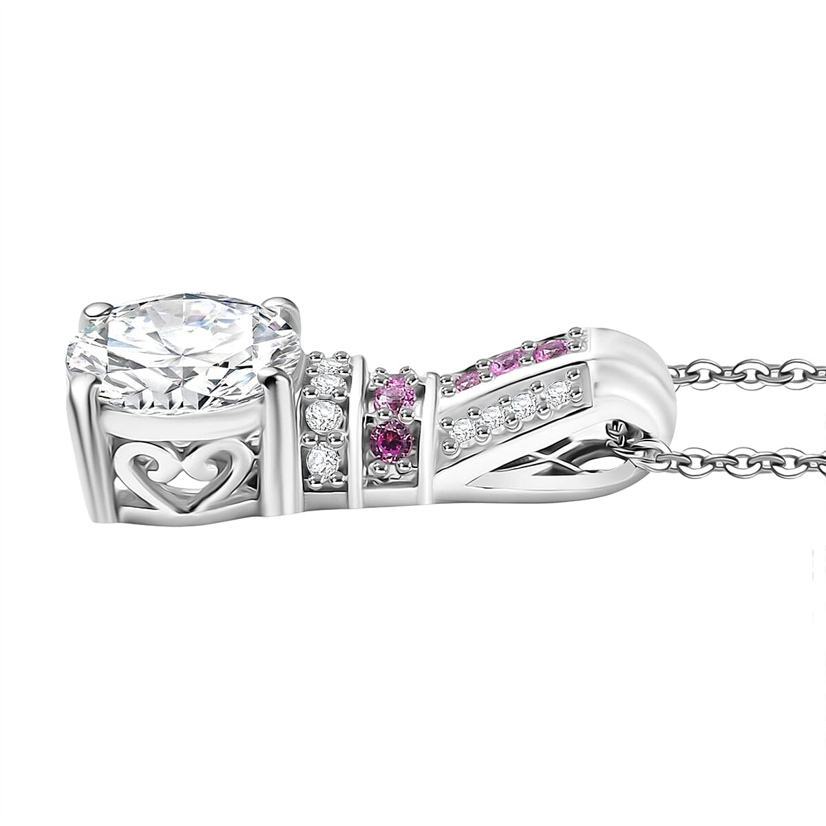 D'joy 1.7 Ct. Moissanite Solitaire set(cp) in Rhodium Sterling Silver 4422712 4