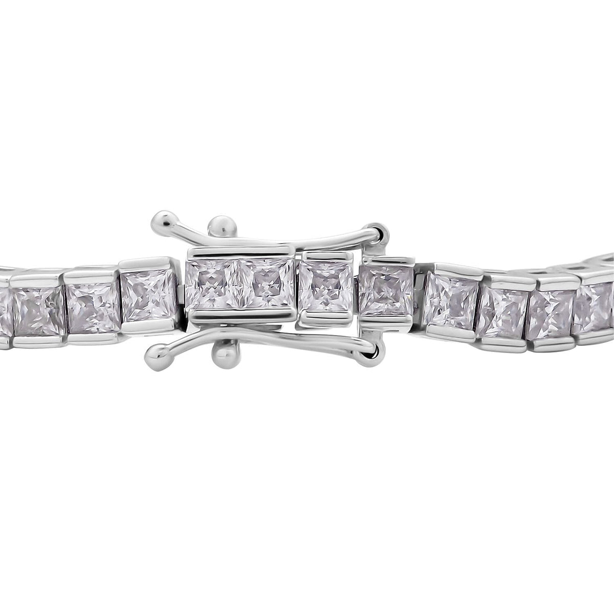 Moissanite Princess Cut Bracelet (Size - 7) in Rhodium Overlay Sterling Silver 9.03 Ct, Silver Wt. 11.20 Gms 7187611 3