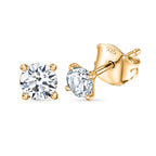 Moissanite Solitaire Push Back Earring in Yellow Gold Plated Sterling Silver