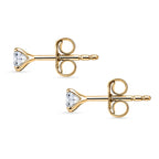 Moissanite Solitaire Push Back Earring in Yellow Gold Plated Sterling Silver