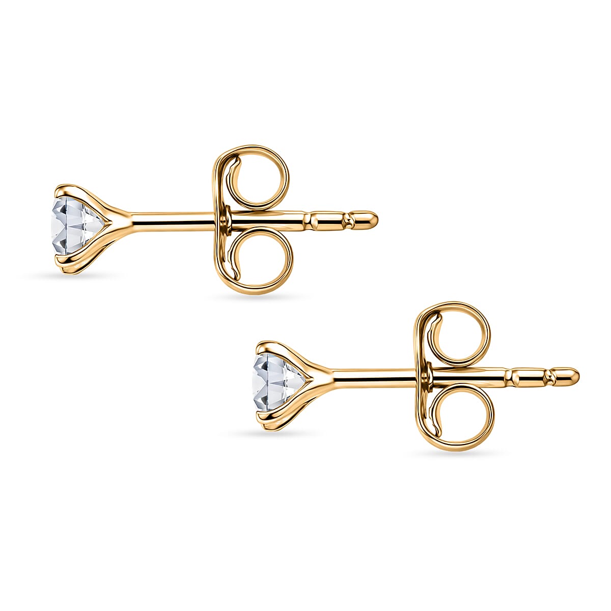 Moissanite Solitaire Stud Push Back Earring in Yellow Gold Plated Sterling Silver 8481567 4