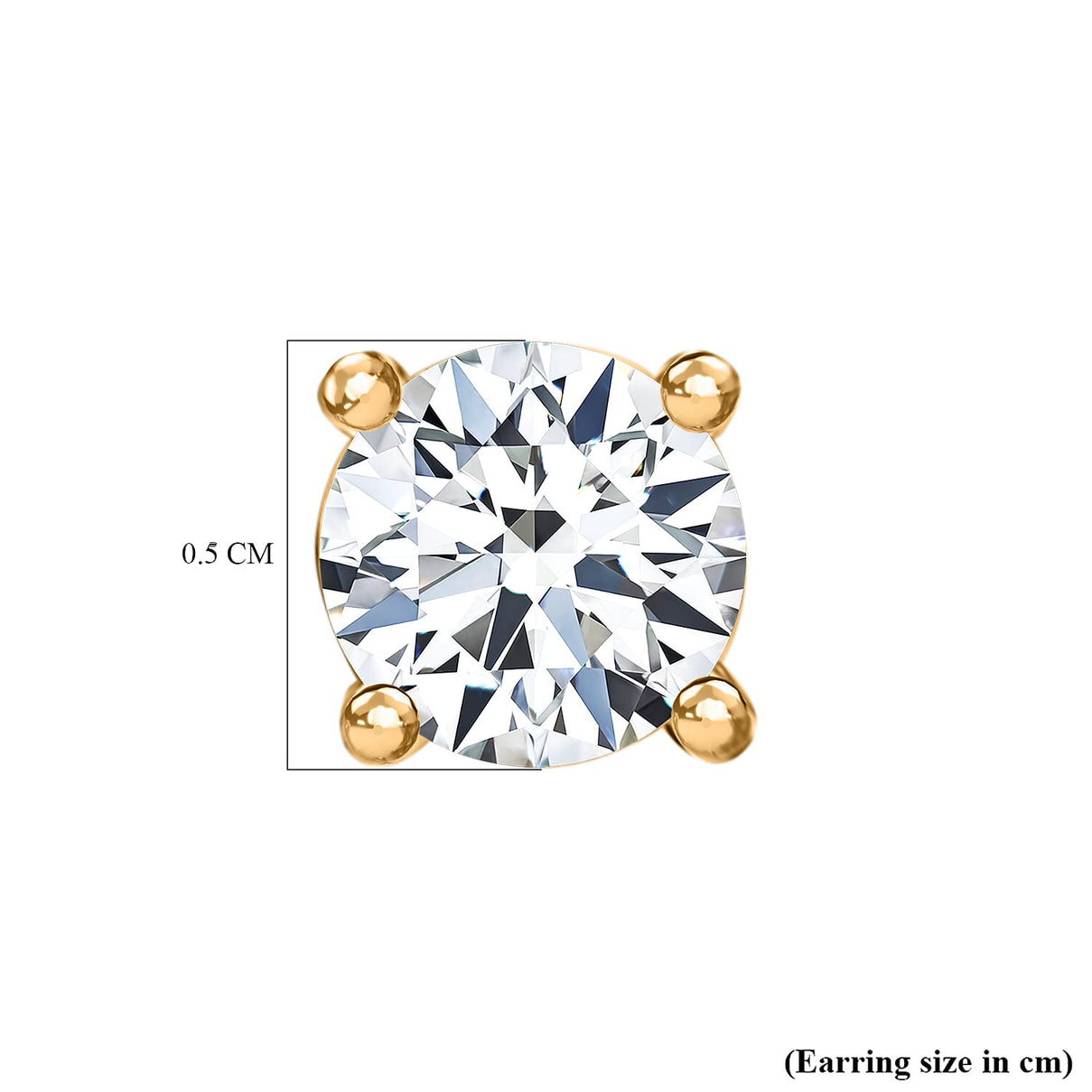 Moissanite Solitaire Stud Push Back Earring in Yellow Gold Plated Sterling Silver 8481567 5