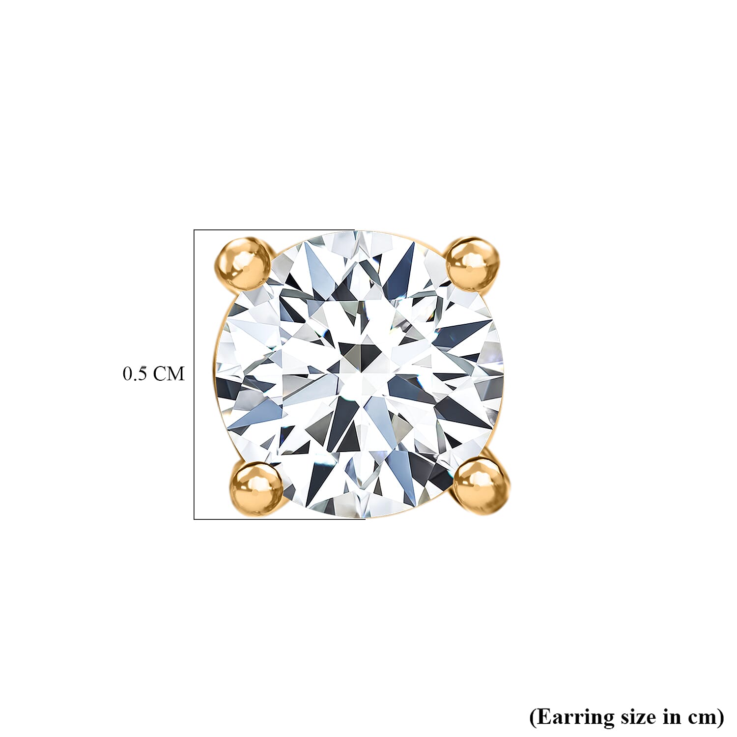 Moissanite Solitaire Stud Push Back Earring in Yellow Gold Plated Sterling Silver 8481567 5