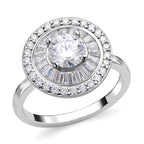 Moissanite Ring (100 Facets) in Rhodium Overlay Sterling Silver 2.09 Ct