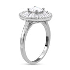 Moissanite Ring (100 Facets) in Rhodium Overlay Sterling Silver 2.09 Ct