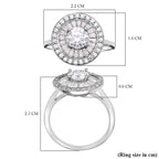 Moissanite Ring (100 Facets) in Rhodium Overlay Sterling Silver 2.09 Ct