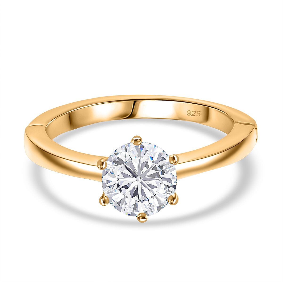D'joy Moissanite Solitaire Ring in 18K Vermeil Yellow Gold Sterling Silver 8168575 0