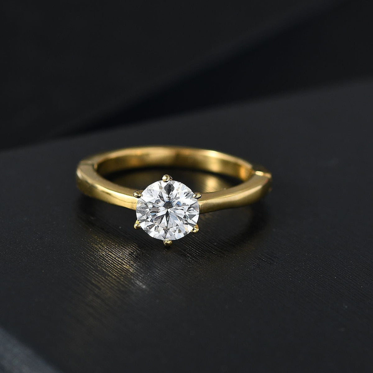 D'joy Moissanite Solitaire Ring in 18K Vermeil Yellow Gold Sterling Silver 8168575 2