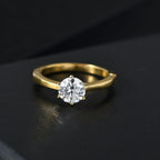 Moissanite Ring in 18K Vermeil Yellow Gold Plated Sterling Silver 0.94 Ct.