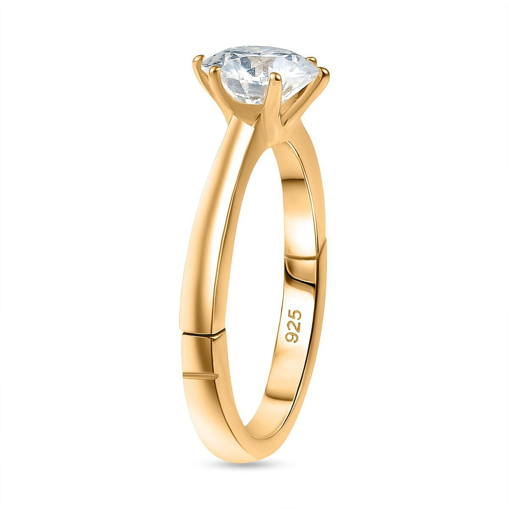 Moissanite Ring in 18K Vermeil Yellow Gold Plated Sterling Silver 0.94 Ct.