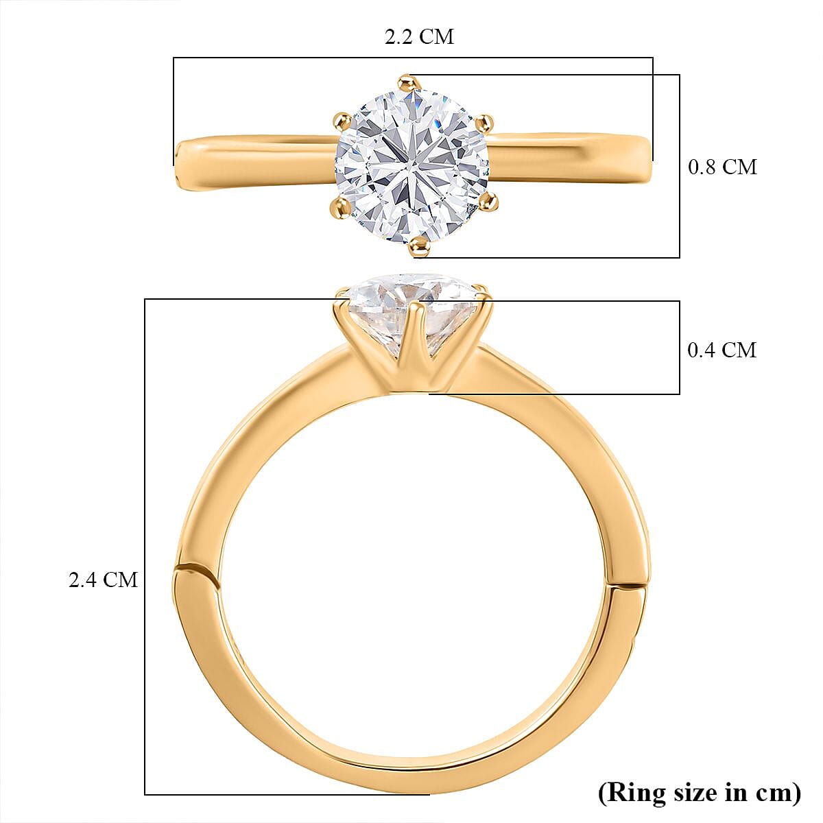 D'joy Moissanite Solitaire Ring in 18K Vermeil Yellow Gold Sterling Silver 8168575 6