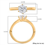 Moissanite Ring in 18K Vermeil Yellow Gold Plated Sterling Silver 0.94 Ct.