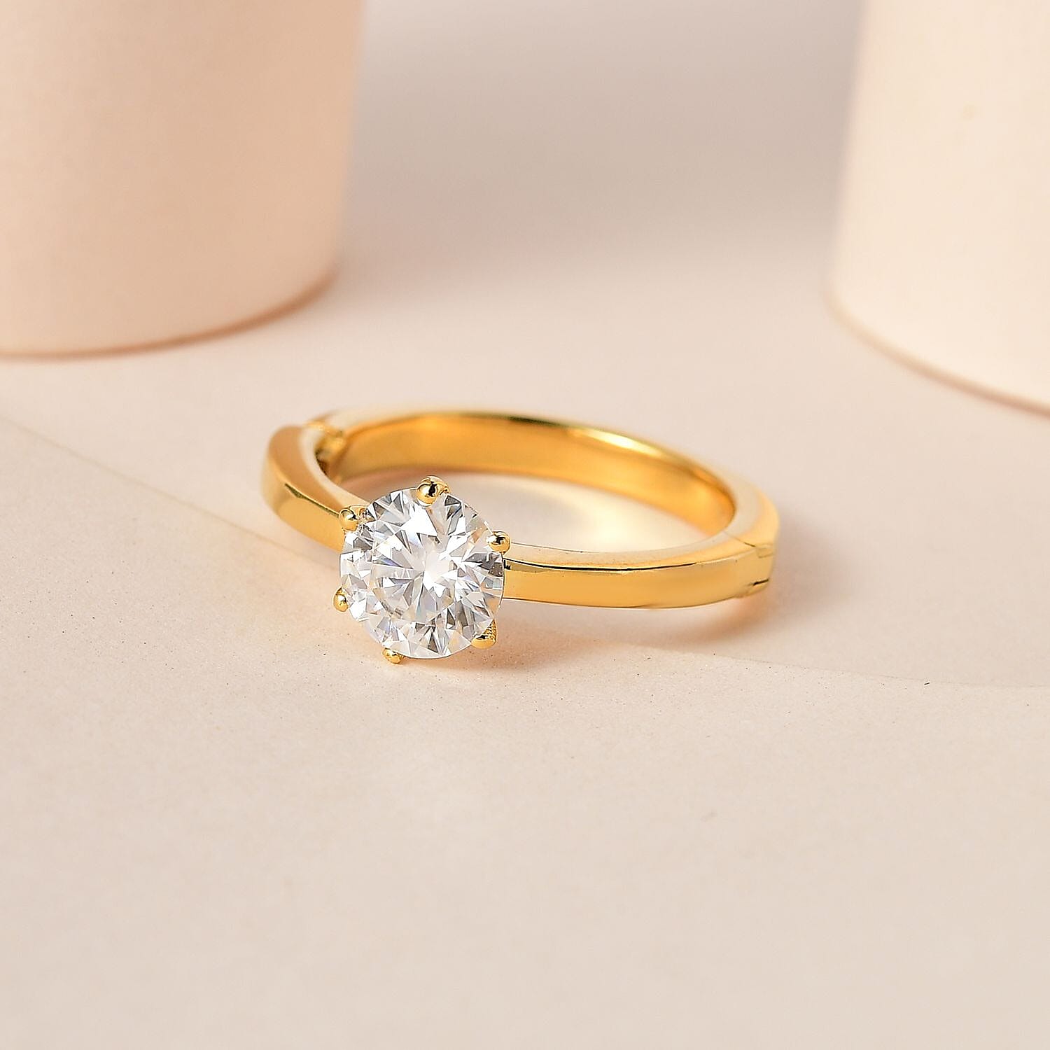 Moissanite Solitaire Openable Arthritis Ring in 18K Yellow Gold Vermeil Over Sterling Silver 0.81 Ct. 7555837 2