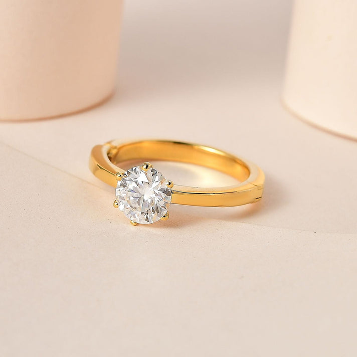 Moissanite Solitaire Openable Arthritis Ring in 18K Yellow Gold Vermeil Over Sterling Silver 0.81 Ct. 7555837 2