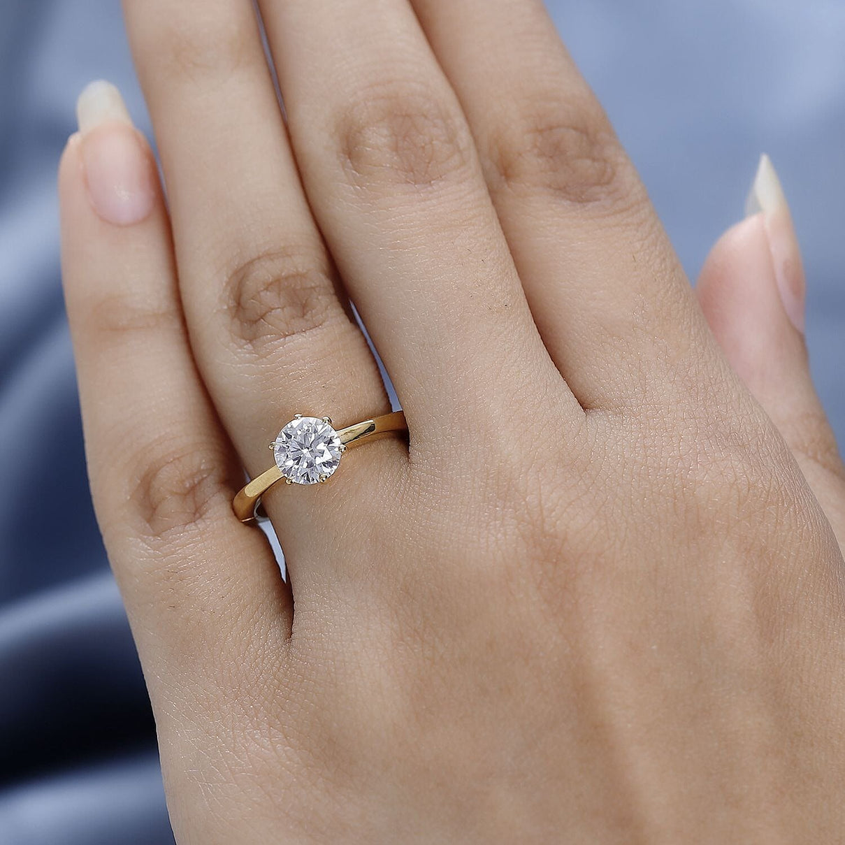 Moissanite Solitaire Openable Arthritis Ring in 18K Yellow Gold Vermeil Over Sterling Silver 0.81 Ct. 7555837 3