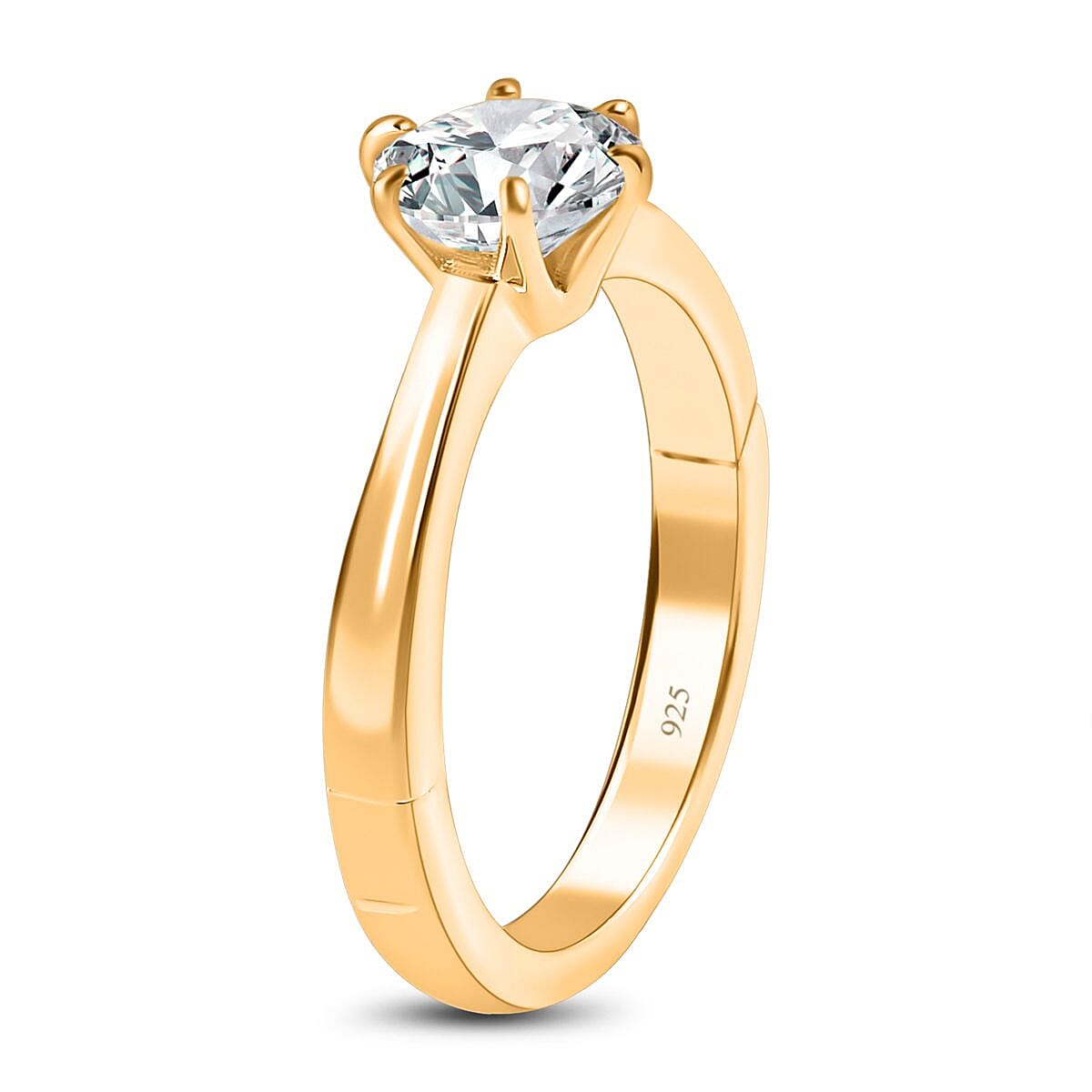 Moissanite Solitaire Openable Arthritis Ring in 18K Yellow Gold Vermeil Over Sterling Silver 0.81 Ct. 7555837 4