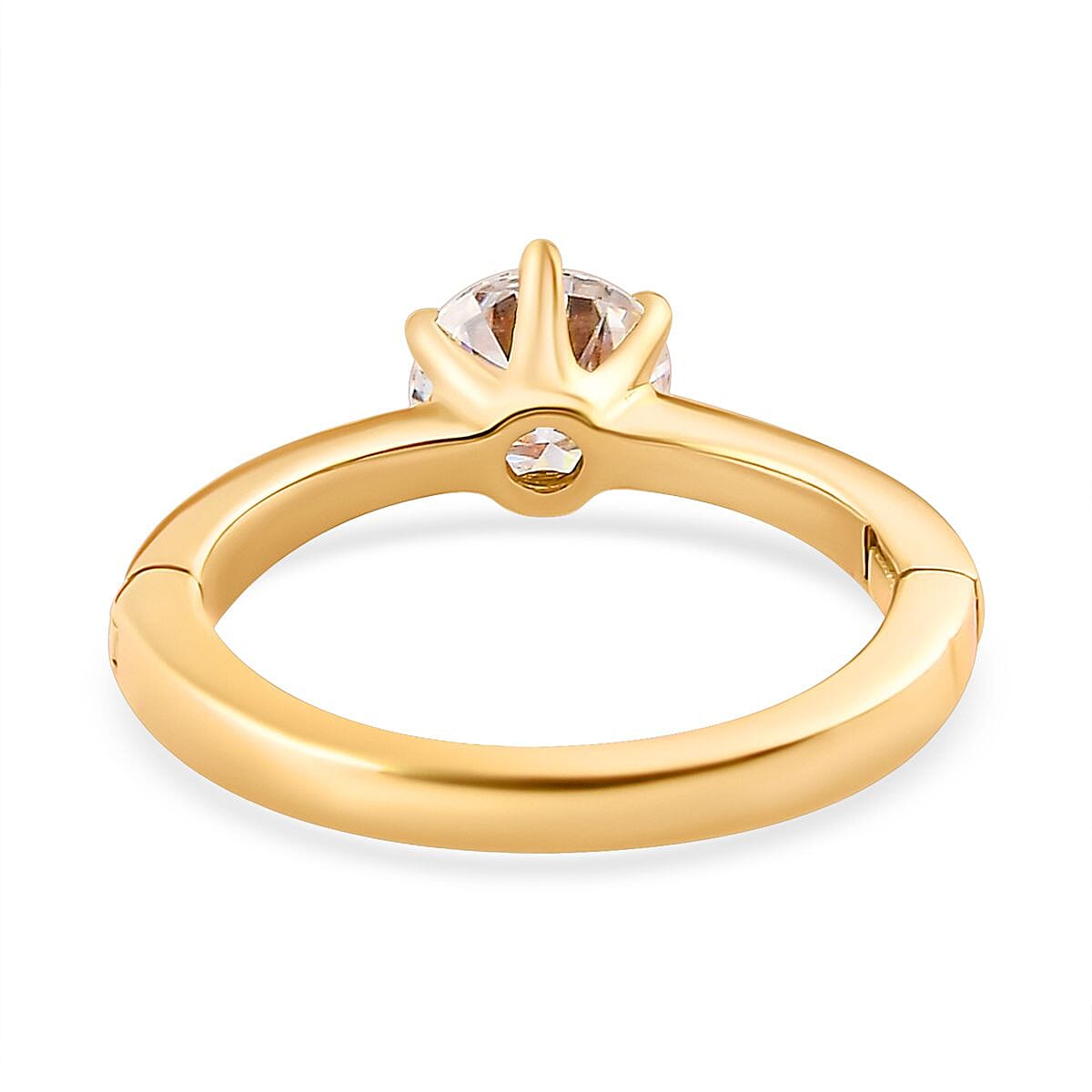Moissanite Solitaire Openable Arthritis Ring in 18K Yellow Gold Vermeil Over Sterling Silver 0.81 Ct. 7555837 5