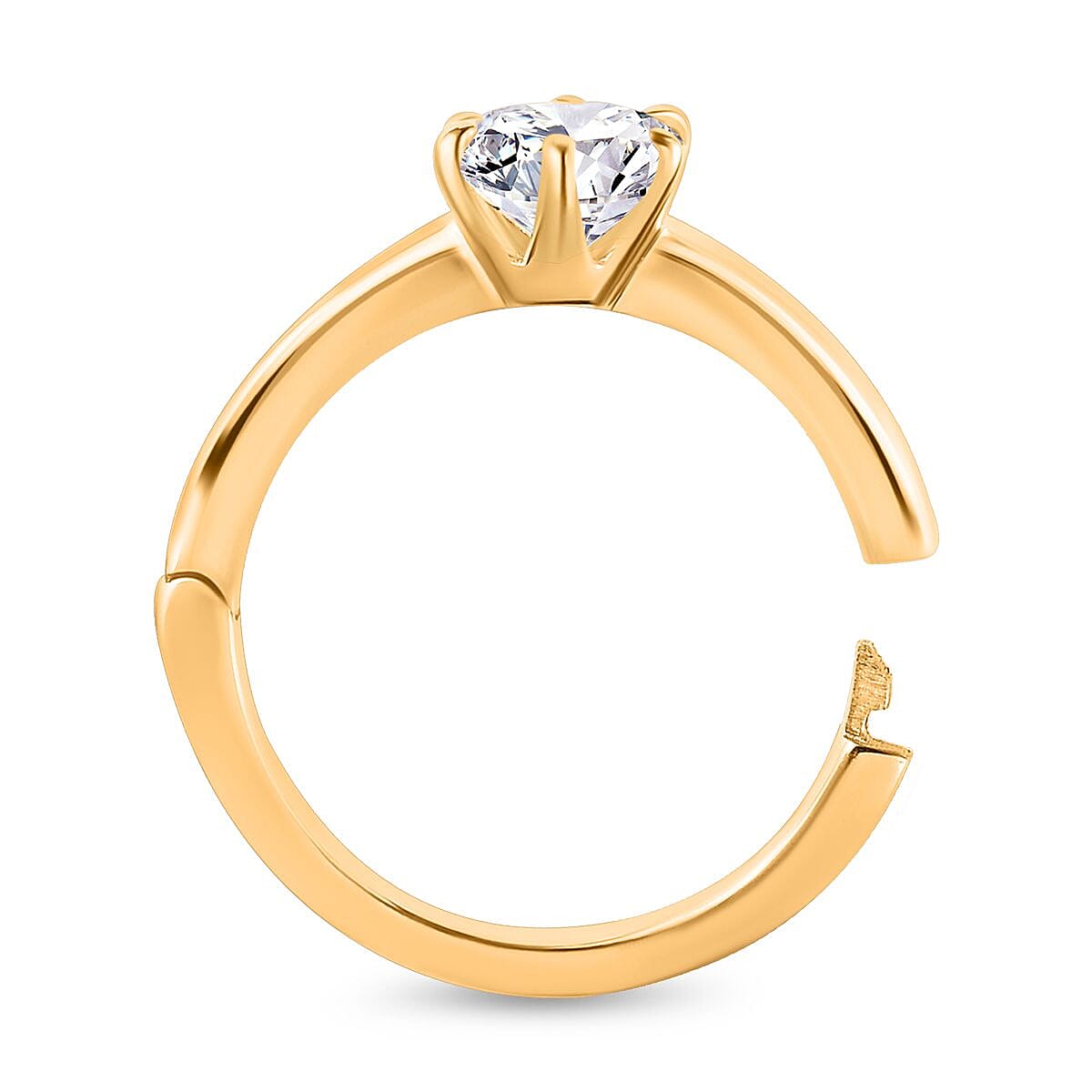 Moissanite Solitaire Openable Arthritis Ring in 18K Yellow Gold Vermeil Over Sterling Silver 0.81 Ct. 7555837 6