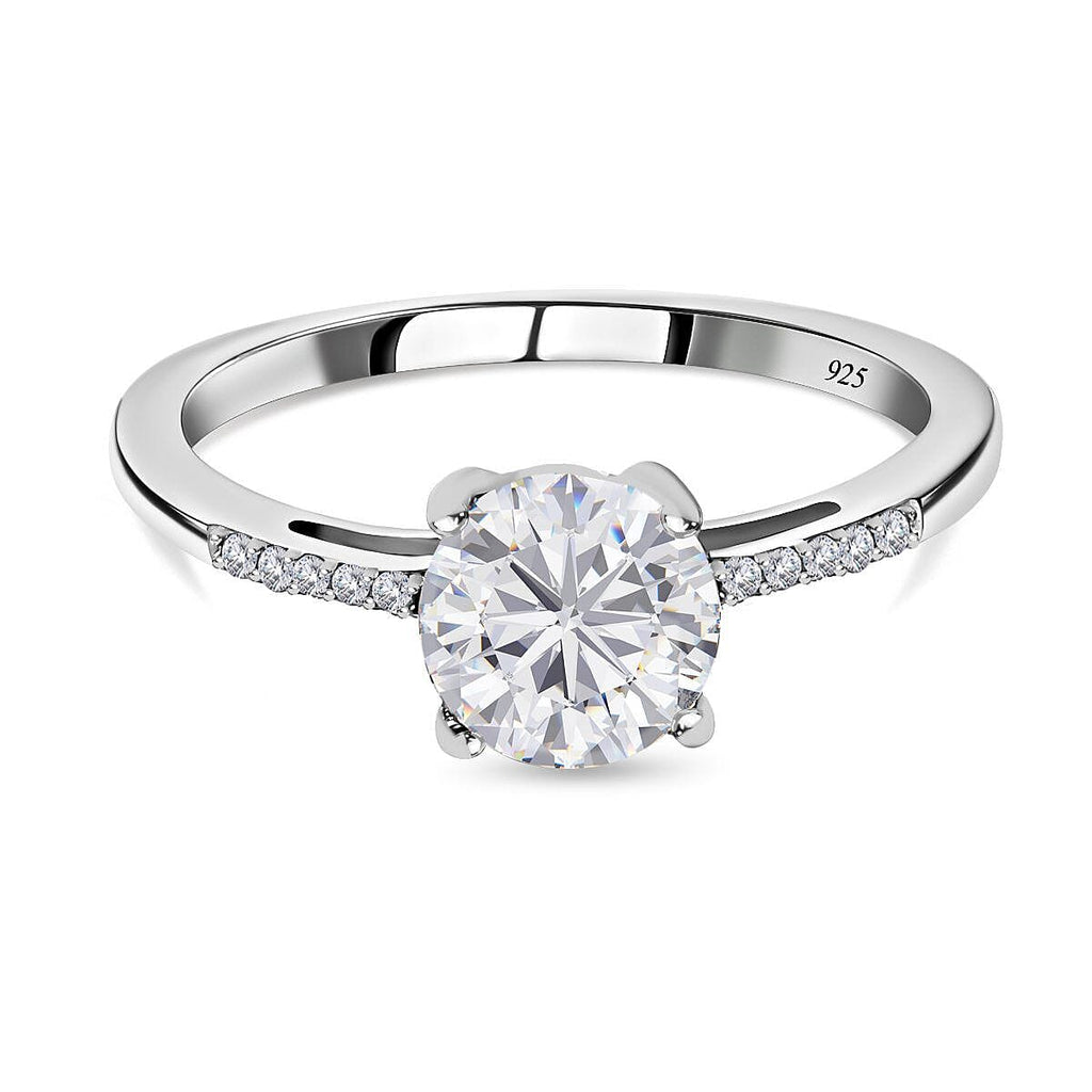Moissanite Ring in Platinum Overlay Sterling Silver 1.30 Ct.