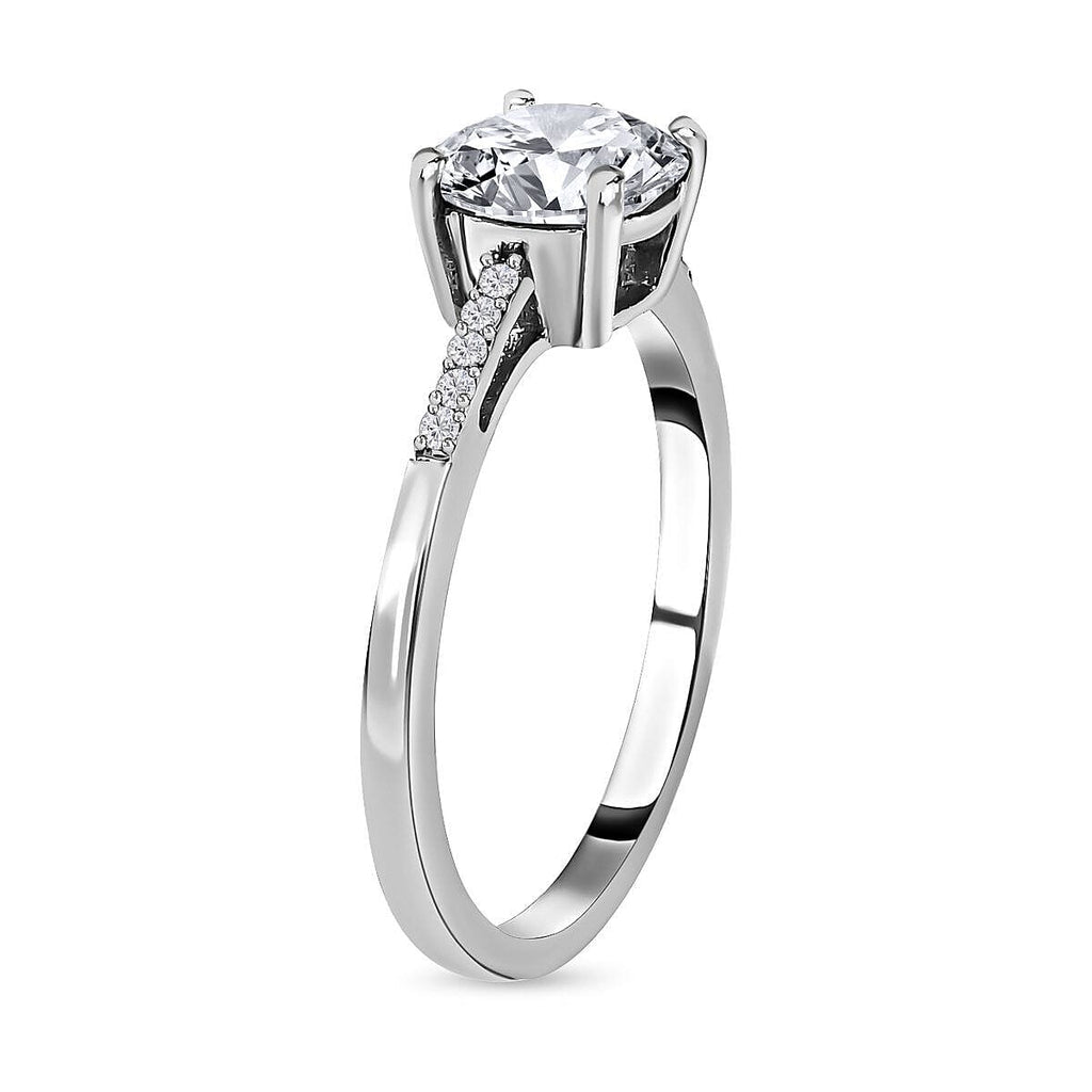 Moissanite Ring in Platinum Overlay Sterling Silver 1.30 Ct.