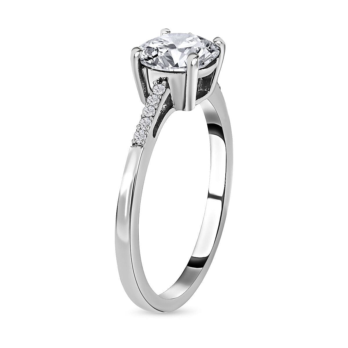 Moissanite Ring in Platinum Overlay Sterling Silver 1.30 Ct. 7368424 3