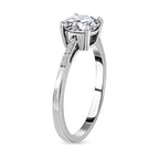 Moissanite Ring in Platinum Overlay Sterling Silver 1.30 Ct.