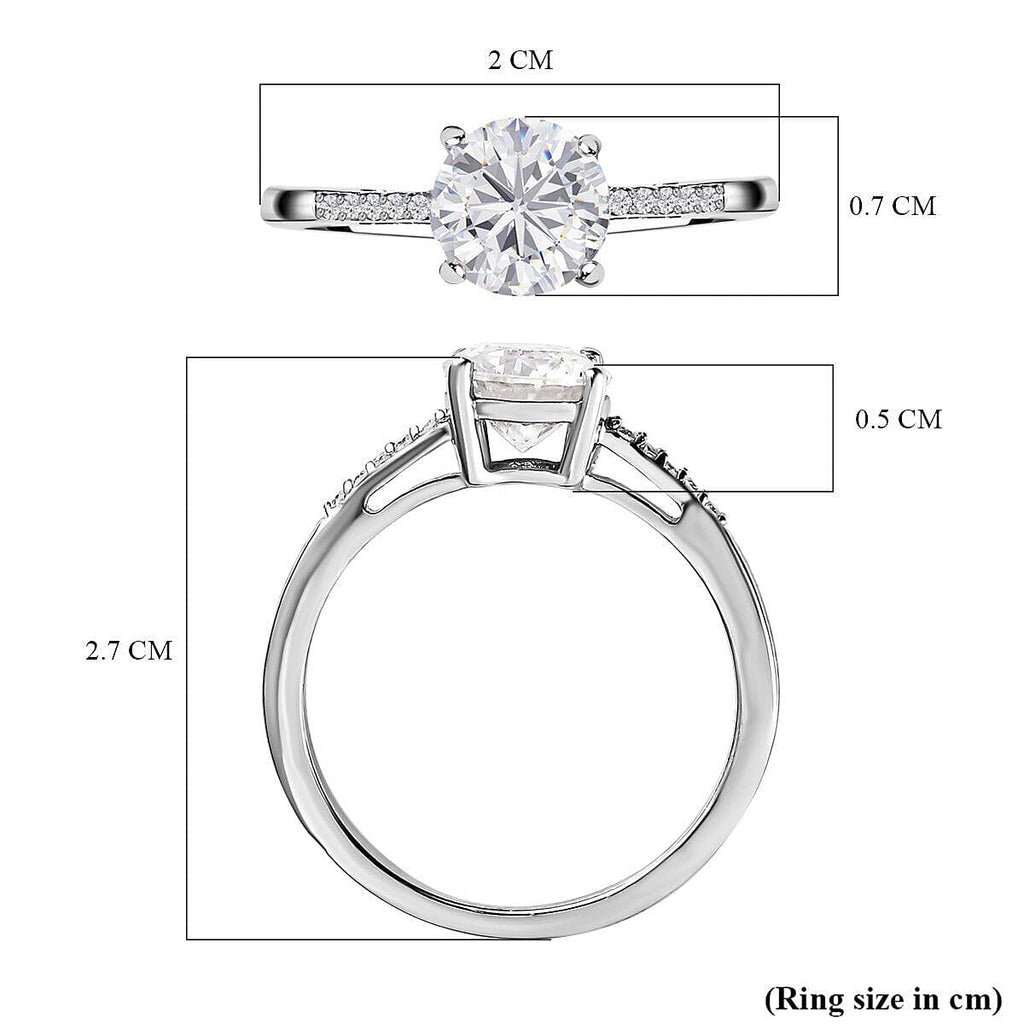 Moissanite Ring in Platinum Overlay Sterling Silver 1.30 Ct.