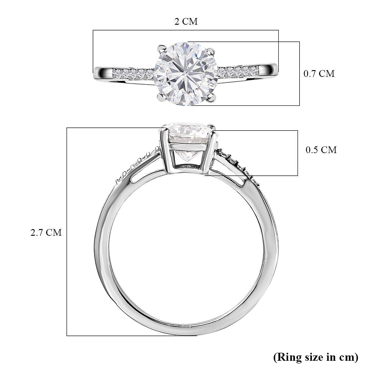 Moissanite Ring in Platinum Overlay Sterling Silver 1.30 Ct. 7368424 5
