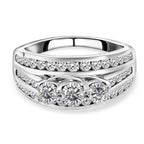 Moissanite Ring in Platinum Overlay Sterling Silver 1.41 Ct