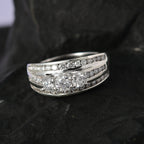 Moissanite Ring in Platinum Overlay Sterling Silver 1.41 Ct