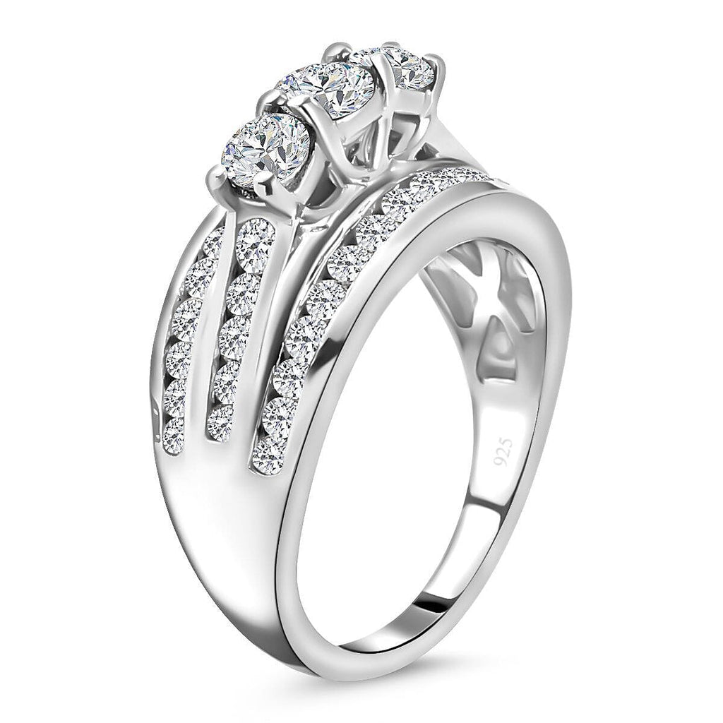 Moissanite Ring in Platinum Overlay Sterling Silver 1.41 Ct