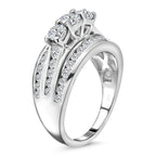 Moissanite Ring in Platinum Overlay Sterling Silver 1.41 Ct
