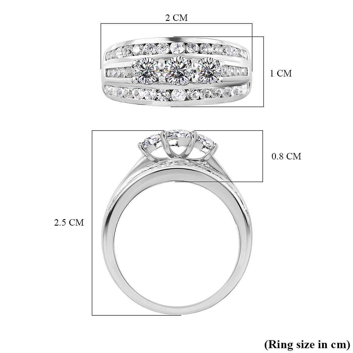 Moissanite Ring in Platinum Overlay Sterling Silver 1.41 Ct 7387972 5